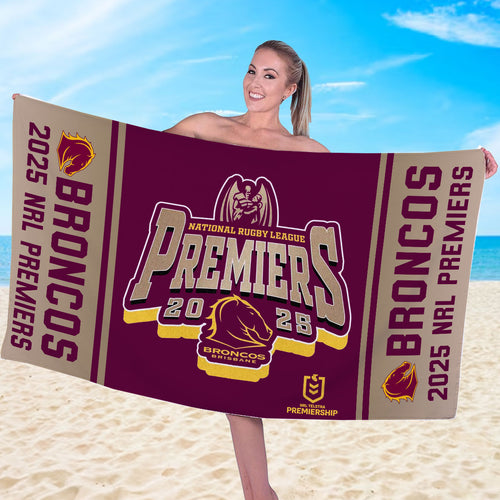 Brisbane Broncos 2025 Premiers Rectangle Beach Towel – MAITM13253