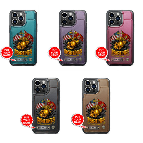 Personalized US Marine Corps Leather Wallet Phone Case – MAITM12502