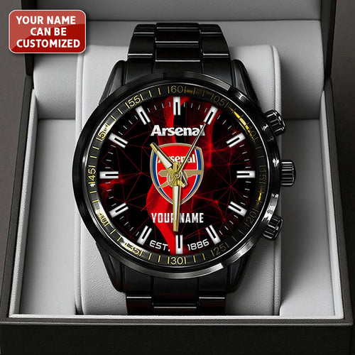 Personalized Arsenal FC Black Stainless Steel Watch – TANTN23554