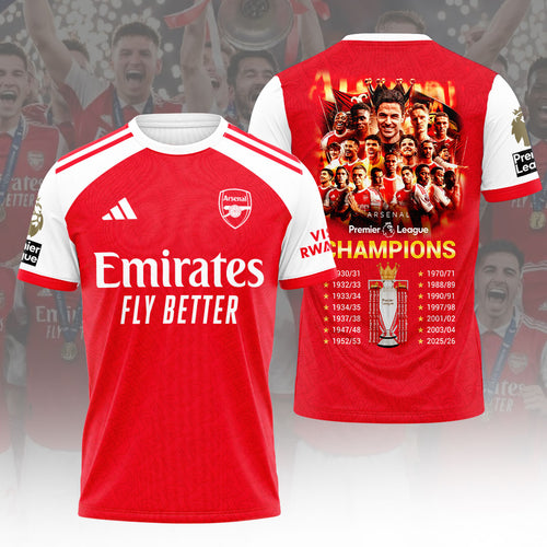 Arsenal FC Premier League Champions 25/26 3D Apparel – HOATT18204