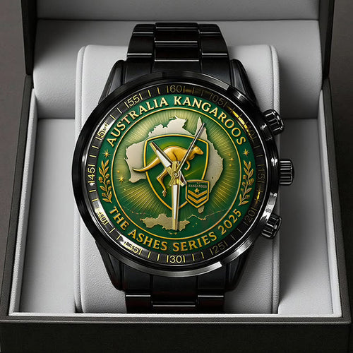 Australia Kangaroos The Ashes Series 2025 Black Stainless Steel Watch – TANTN17814