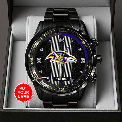 Personalized Baltimore Ravens Black Stainless Steel Watch – TANTN16004