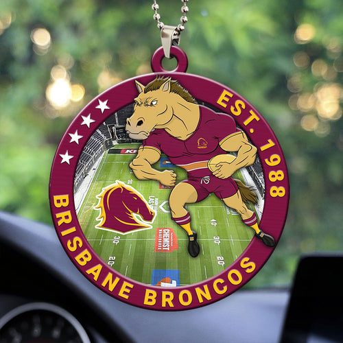 Brisbane Broncos Custom Shape 2-sided Acrylic Car Ornament โ HOATT13366