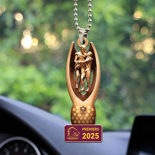 Brisbane Broncos 2025 Premiers Custom Shape 2-sided Acrylic Car Ornament โ MAITM13186