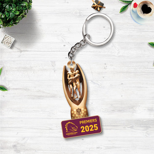 Brisbane Broncos 2025 NRL Premiers Custom Shape 2-sided Keychain – HOATT13582