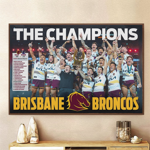 Brisbane Broncos 2025 NRL Premiers Canvas With Inner Frame – HOATT13863
