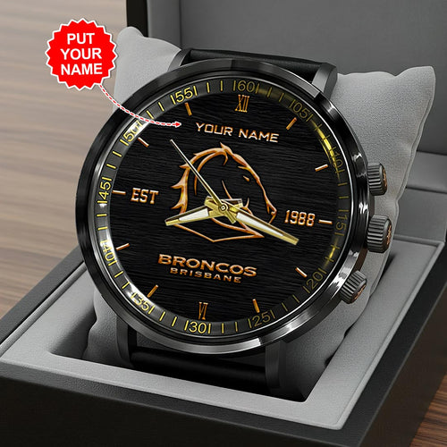 Personalized Brisbane Broncos Black Stainless Steel Watch – HOATT13730