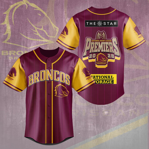 Brisbane Broncos 2025 NRL Premiers Baseball Jersey – HOATT14062
