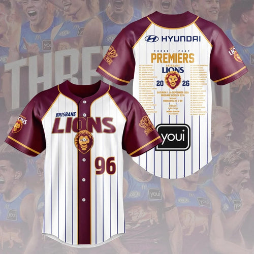 Brisbane Lions 2026 AFL Premiers Baseball Jersey – HOATT26731