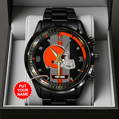 Personalized Cleveland Browns Black Stainless Steel Watch – TANTN16010