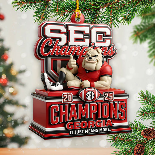 Georgia Bulldogs Football 2025 SEC Champions Custom Shape 2-sided Acrylic Ornament โ HOATT15025