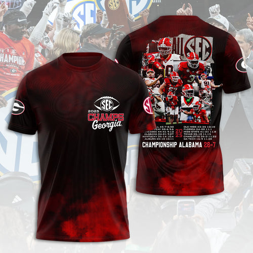 Georgia Bulldogs Football 2025 SEC Champions 3D Apparel – HOATT15056