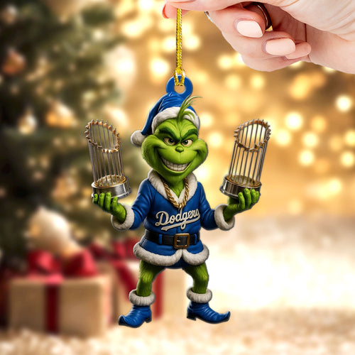 The Grinch x Los Angeles Dodgers Custom Shape 2-sided Acrylic Ornament โ TMTHU2269