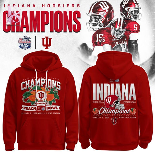 Indiana Hoosiers Champions Peach Bowl 2025-26 Hoodie