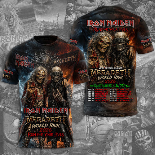 Iron Maiden x Megadeth 2026 World Tour 3D Apparel – TMTHU6875
