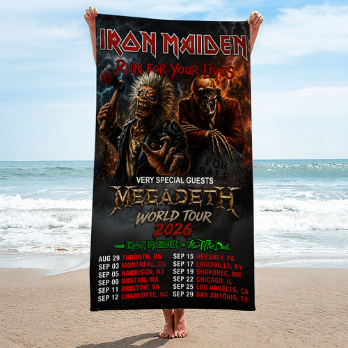 Iron Maiden x Megadeth 2026 World Tour Rectangle Beach Towel – TMTHU6818