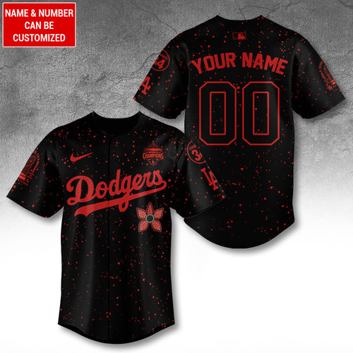 Personalized Los Angeles Dodgers 2025 Champions x Stranger Things Baseball Jersey – TANTN19119