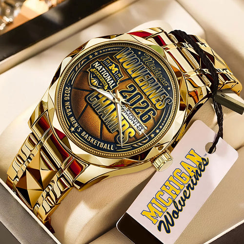 Michigan Wolverines 2026 NCAA Men's Basketball National Champs Alloy Luxury Quartz Watch – TMTHU5026