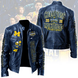 Michigan Wolverines 2026 Men's Basketball National Champions Motorcycle Leather Jacket – TANTN22320