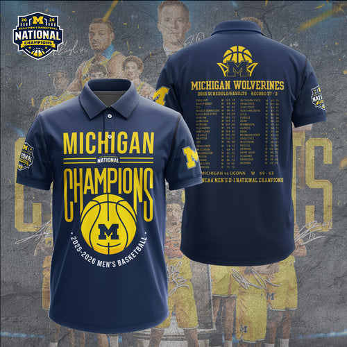Michigan Wolverines 2026 Men's Basketball National Champions 3D Apparel – GNE5997
