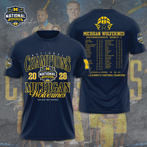 Michigan Wolverines 2026 Men's Basketball National Champions 3D Apparel – GNE5998