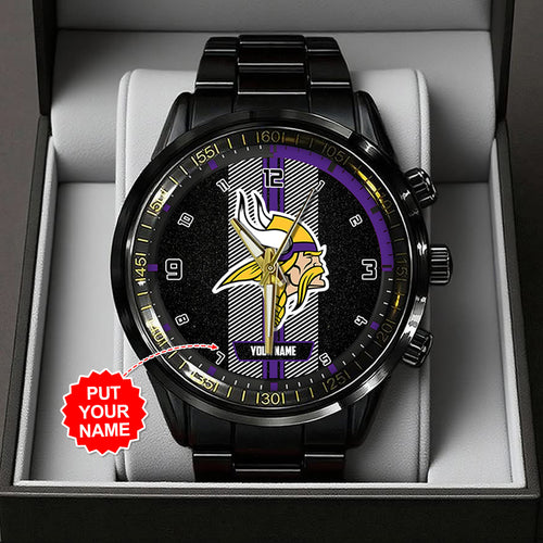 Personalized Minnesota Vikings Black Stainless Steel Watch – TANTN16019