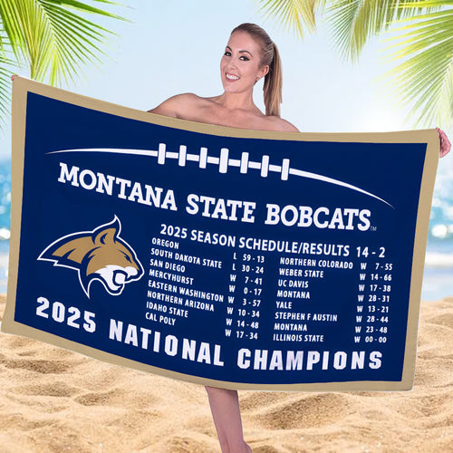 Montana State Bobcats Football 2025 National Champions Rectangle Beach Towel – MAITM15084