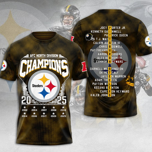Pittsburgh Steelers 2025 AFC North Champions 3D Apparel – MAITM14339