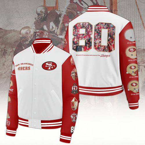 San Francisco 49ers 80th Anniversary Varsity Jacket – TANTN22258