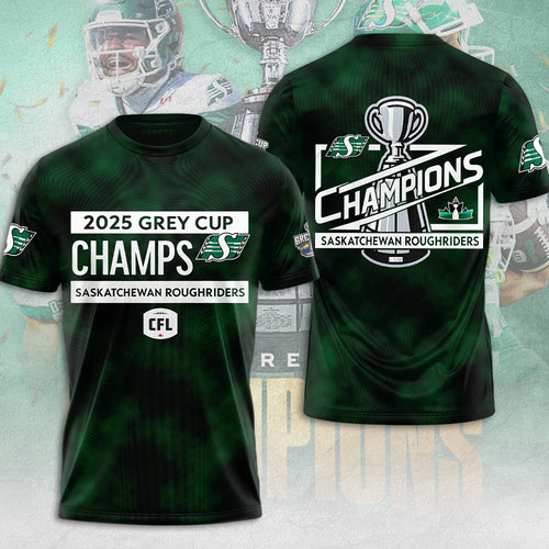 Saskatchewan Roughriders 2025 Grey Cup Champions 3D Apparel – MAITM13930