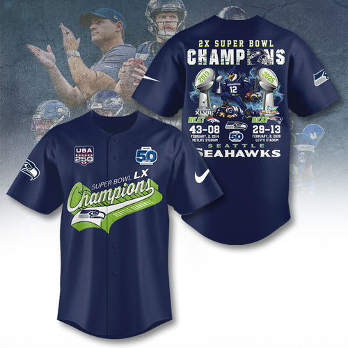 Seattle Seahawks 2025 Super Bowl LX Champions Baseball Jersey – TANTN21073