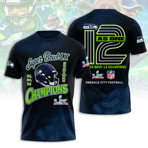 Seattle Seahawks 2025 Super Bowl LX Champions 3D Apparel – HOATT16340