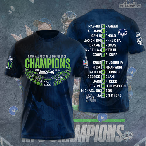 Seattle Seahawks 2025 NFC Champions 3D Apparel – TANTN20658