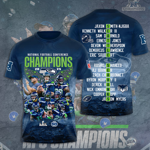 Seattle Seahawks 2025 NFC Champions 3D Apparel – GNE4935