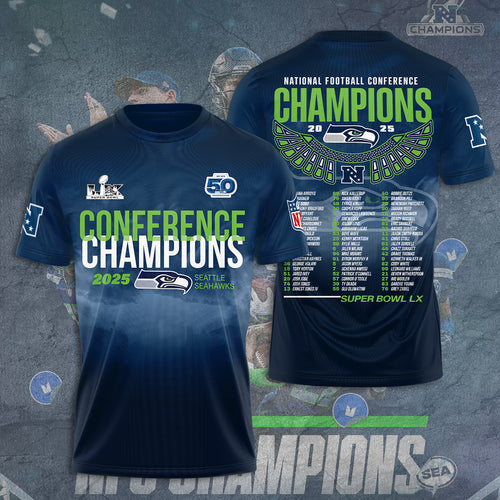 Seattle Seahawks 2025 NFC Champions 3D Apparel – GNE4937