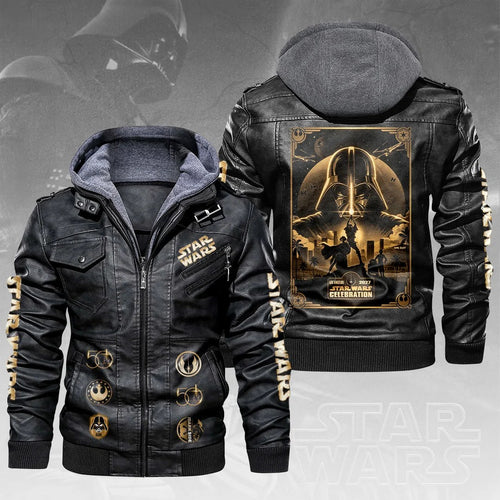 Star Wars 50th Anniversary 2027 2D Leather Hooded Jacket – TMTHU9820