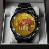 Detroit Red Wings 100th Anniversary 2026 Black Stainless Steel Watch – TANTN16097