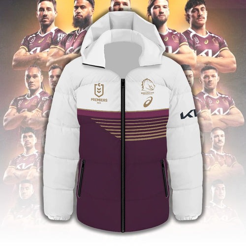 Brisbane Broncos 2025 Premiership Thickened Down Hooded Jacket – TANTN17633