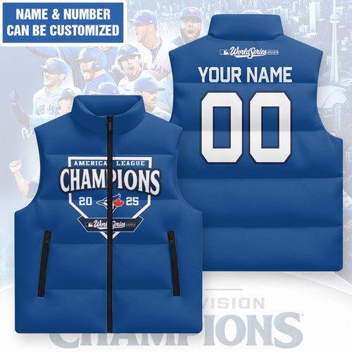 Personalized Toronto Blue Jays 3D Sleeveless Down Jacket – GNENEW732