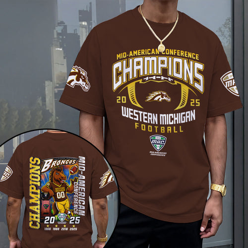 Western Michigan Broncos 2025 MAC Football Champions 3D Apparel – MAITM14079