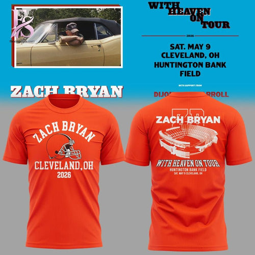 Zach Bryan x Cleveland Browns With Heaven On Tour Huntington Bank Field 2026 T-Shirt