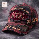 ACDC 53 Years of Rock 1973 2026 Anniversary Distressed Baseball Cap