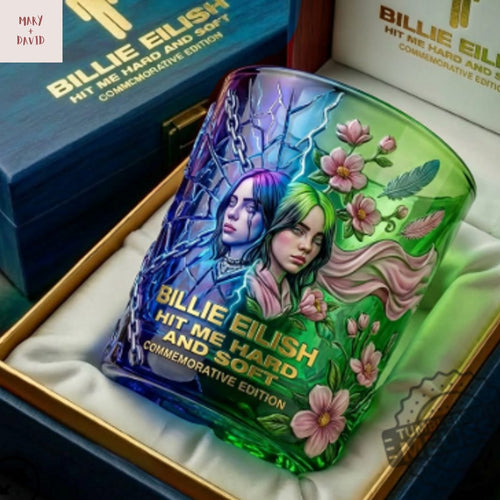 Billie Eilish Hit Me Hard And Soft Blue Whiskey Glass