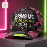 Bring Me The Horizon Neon Pink and Green Chaos Camouflage Baseball Cap