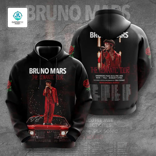Bruno Mars The Romantic Tour 2026 2027 Commemorative Concert Graphic Hoodie