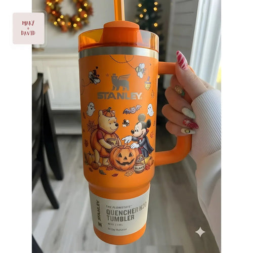 Disney Halloween Mickey and Winnie the Pooh Orange Spooky Season 40oz Tumbler