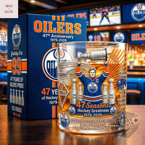 Edmonton Oilers 47Th Anniversary Whiskey Glass