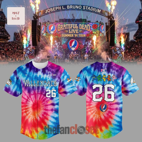 Grateful Dead Tri City ValleyCats 2026 Limited Edition Tie-Dye Baseball Jersey