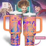 Hocus Pocus Sanderson Sisters Halloween Personalized Orange Iridescent 40oz Travel Tumbler