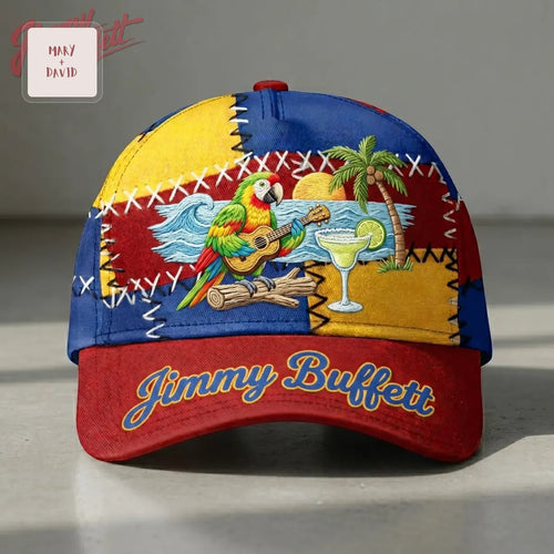 Jimmy Buffett Margaritaville Parrot Head Tropical Patchwork Baseball Cap